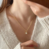 Foxanry Silver Pearl Pendant Necklace for Women Wedding Jewelry
