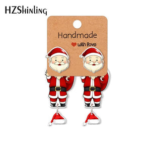 Christmas Santa Claus Hat Acrylic Clip Earrings