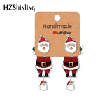 Christmas Santa Claus Hat Acrylic Clip Earrings