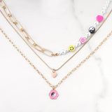 Pearl Beads Smile Flower Beaded Choker Necklace Jewelry