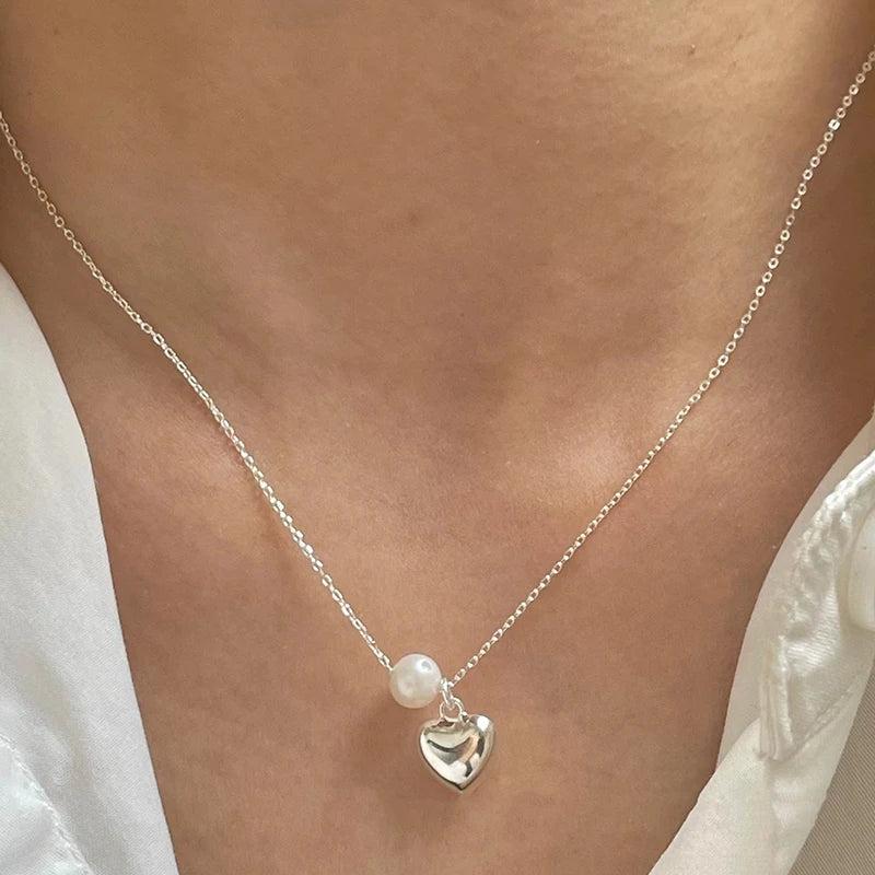 Foxanry LOVE Heart Pendant Necklace for Women Birthday Party Jewelry