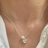 Foxanry LOVE Heart Pendant Necklace for Women Birthday Party Jewelry