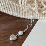 Foxanry LOVE Heart Pendant Necklace for Women Birthday Party Jewelry