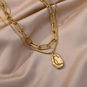 Snake Pearl Pendant Necklace Women Punk Street Rustproof Stainless Steel