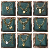 Snake Pearl Pendant Necklace Women Punk Street Rustproof Stainless Steel