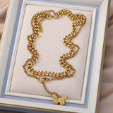 Snake Pearl Pendant Necklace Women Punk Street Rustproof Stainless Steel