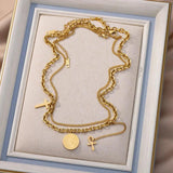 Snake Pearl Pendant Necklace Women Punk Street Rustproof Stainless Steel