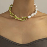 Baroque Pearl Choker Necklace Asymmetry Statement Seed Bead Twisted Chain