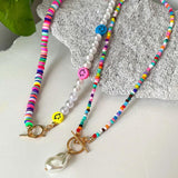 Baroque Pearl Rainbow Beaded Necklace Seed Bead Choker Summer Collar