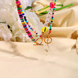 Baroque Pearl Rainbow Beaded Necklace Seed Bead Choker Summer Collar