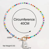 Baroque Pearl Rainbow Beaded Necklace Seed Bead Choker Summer Collar