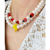 Colorful Beaded Pearl Necklace for Women Girls Boho Travel Jewelry