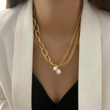 Pearl Mix Chain Charm Pearl Choker Necklace for Women Wedding