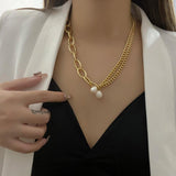 Pearl Mix Chain Charm Pearl Choker Necklace for Women Wedding