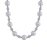 Grey Pearl Beads Chain Steel Collar Necklace Women Jewelry