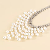 Vintage Pearl Tassel Choker Chain Necklace for Women Girls