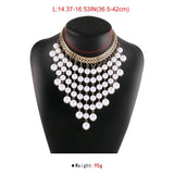 Vintage Pearl Tassel Choker Chain Necklace for Women Girls