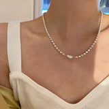 Pearl Round Beads Necklace for Women Clavicle Choker Jewelry