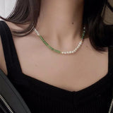 Freshwater Pearl Necklace Stainless Steel Beaded Bohemian Jewelry