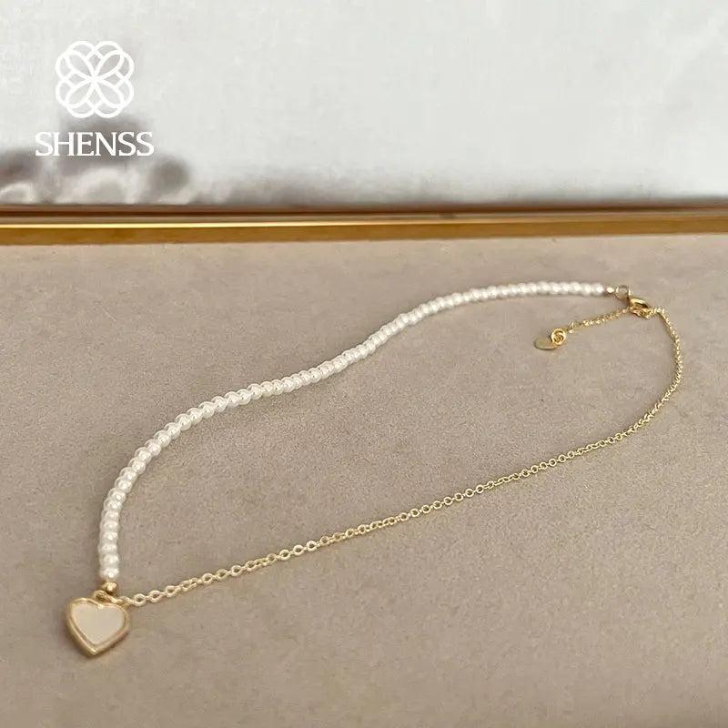 Stainless Steel Love Shell Pearl Necklace For Women