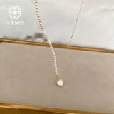 Stainless Steel Love Shell Pearl Necklace For Women