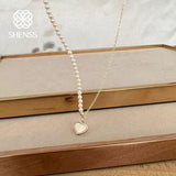 Stainless Steel Love Shell Pearl Necklace For Women