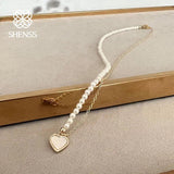 Stainless Steel Love Shell Pearl Necklace For Women