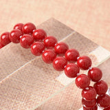 Dark Round Red Coral Long Pearls Necklace 8mm Size DIY Chain Coral 36inch