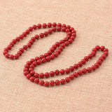 Dark Round Red Coral Long Pearls Necklace 8mm Size DIY Chain Coral 36inch