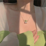 Floral Orchids Pendant Choker Necklace Golden Metal Wedding Jewelry