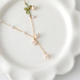 Floral Orchids Pendant Choker Necklace Golden Metal Wedding Jewelry