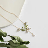 Floral Orchids Pendant Choker Necklace Golden Metal Wedding Jewelry