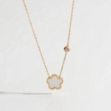 Sunflower Mother of Pearl Charm Necklace and Earring Set
