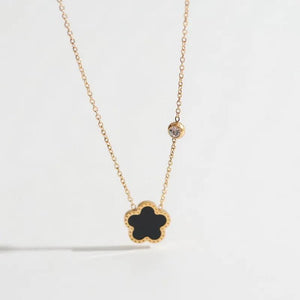 Sunflower Mother of Pearl Charm Necklace and Earring Set