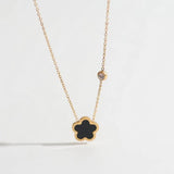 Sunflower Mother of Pearl Charm Necklace and Earring Set