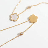 Sunflower Mother of Pearl Charm Necklace and Earring Set