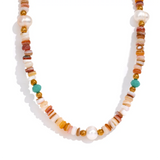 Summer Natural Stone Freshwater Pearls Collar Beads Necklace