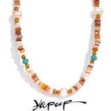 Summer Natural Stone Freshwater Pearls Collar Beads Necklace
