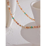 Summer Natural Stone Freshwater Pearls Collar Beads Necklace