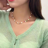 Bohemia Cream Pearl Seed Beads Choker Jewelry C1103