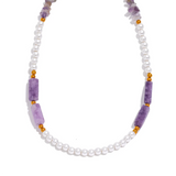 Pearls Natural Stone Chain Collar Necklace Stainless Steel Summer Jewelry