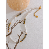 Pearls Natural Stone Chain Collar Necklace Stainless Steel Summer Jewelry