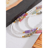 Pearls Natural Stone Chain Collar Necklace Stainless Steel Summer Jewelry