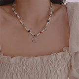 Colorful Flower Heart Necklace Y2K Jewelry