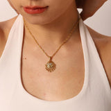 Uworld Vintage Jewelry Oval Eye Pendant Necklace Stainless Steel