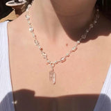Vintage Pearl and Clear Quartz Beads Necklace