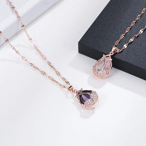 Purple Zircon Rose Tulip Necklace for Women