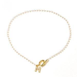Fashion Pearl Necklace, Initial Pendant Chain Bracelet for Women