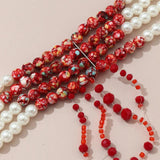Gothic Style Pearl & Bloody Beads Choker Necklace Punk Layered Collar