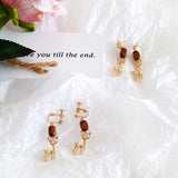 Vintage Wooden Beads Deer Earrings for Girls Women
